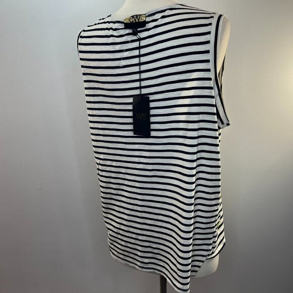 W5 Women's Navy/Ivory Striped Sliced Lemons Sleeveless Shirt - Size Large - NWT - Picture 3 of 3